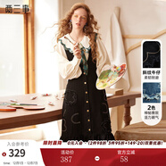兩三事牛仔背帶連衣裙春季復古背心裙黑色裙子設計感長(cháng)裙魅影幾許 黑色預售 S