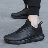 匹克（PEAK）匹克皮面休閑跑步鞋2024冬季新款黑色男士防水減震跑鞋運動(dòng)鞋男鞋 黑色/深灰 40