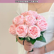 語(yǔ)森憶手感保濕汀粉色玫瑰花束影樓攝影道具海邊婚紗拍照仿真花假 主圖同色10束奶粉色奧斯汀手感玫瑰