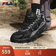 FILA 斐樂(lè )TREK老爹鞋男鞋新款休閑鞋時(shí)尚復古運動(dòng)鞋跑鞋 黑/南極灰-BD 44.5