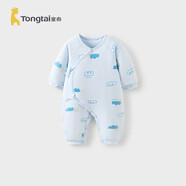 童泰秋冬0-6個(gè)月新生兒嬰兒寶寶偏開(kāi)保暖衣連體蝴蝶哈衣棉衣藍色52cm
