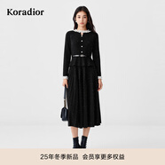 珂萊蒂爾2025年冬季新款假兩件綿羊毛混紡法式針織連衣裙小黑裙女 黑色 2XL