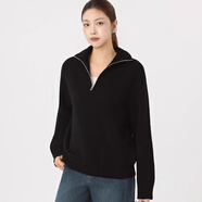 HAAPES專(zhuān)柜官方網(wǎng)女裝冬季新款百搭休閑修身高領(lǐng)針織毛衣純色打底羊毛衫 黑色 M 3碼