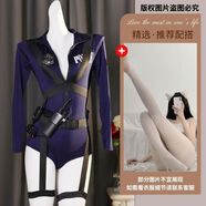 午堇新款兔子警官cos朱迪女警OL秘書(shū)套裝女角色扮演漫展連體衣純欲服 深藍偏紫色套裝+白連體襪 M MM80-100斤保密發(fā)貨