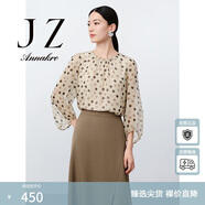 玖姿·安娜蔻波點(diǎn)印花鑲邊垂墜寬松小衫女夏款 花淺米-第一批-JTEX80107 S