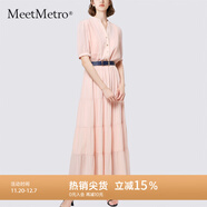 MeetMetro瑪依爾時(shí)尚高腰連衣裙2025夏新款氣質(zhì)顯瘦仙女裙蛋糕裙 藕粉 【現貨閃電發(fā)】 S