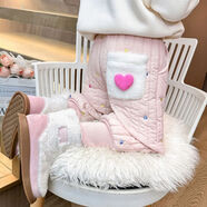 眼鏡熊（yanjingxiong）女童棉褲冬季外穿一條過(guò)冬女孩保暖長(cháng)褲秋冬夾棉兒童加絨加厚褲子 粉紅色 【愛(ài)心三層夾棉褲】 90  【建議身高80cm左右】