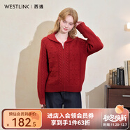 西遇（Westlink）復古麻花立體球拉鏈針織開(kāi)衫女2025秋冬寬松顯瘦加厚毛衣外套 紅色 付款20天發(fā)貨 M (160)