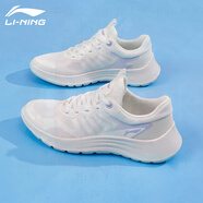 LI NING李寧輕羽跑步鞋女鞋夏季新款網(wǎng)面透氣休閑跑鞋女款軟底輕便運動(dòng)鞋 云霧白_壞小紫 35