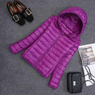 七匹狼（SEPTWOLVES）戶(hù)外新款輕薄短款服女連帽秋冬立領(lǐng)時(shí)尚修身大碼外穿外套 紫色(連帽) S _80斤-90斤