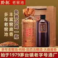 黔朝老窖池醬香型白酒53度貴州醬酒高粱釀造固態(tài)法純糧食酒光瓶口糧酒 53度 500mL 2瓶 （試喝1瓶1個(gè)禮袋)
