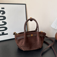 LUVISTRUE復古麂皮絨女包時(shí)尚休閑通勤女士托特包單肩斜跨手提包送女友老婆 咖色