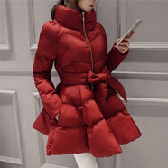 女式棉襖中款2025韓版公主蓬蓬裙棉衣女式冬裝加厚中長(cháng)款a字斗篷 酒紅色 S