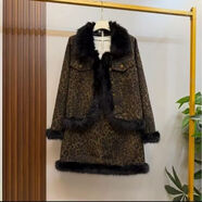 2025冬季爆款時(shí)尚洋氣豹紋夾棉外套短裙兩件套套裝穿出女神范ins 兩件套 上衣+短裙 20 3xl 120-150斤