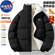 NASA MARVEL棉衣男冬季棉服男情侶裝外套面包服加厚寬松百搭休閑 黑色 L