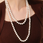 卓麥 多層長(cháng)款毛衣鏈珍珠項鏈年輕款少女優(yōu)雅氣質(zhì)貝珠簡(jiǎn)約百搭高級感 毛衣鏈8MM，90CM