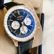 百年靈（BREITLING）【二手99新】百年靈男表航空計時(shí)系列自動(dòng)機械B01機芯熊貓盤(pán)計時(shí)夜光飛行員二手奢侈品正品瑞士名表 43表徑RB0138211B1P1黑盤(pán)金表