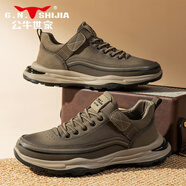 公牛世家（G.N.Shi Jia）戶(hù)外男鞋秋冬防滑耐磨登山徒步鞋男士旅游休閑厚底運動(dòng)鞋 卡其色 38