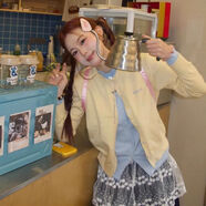 奶fufu慵懶毛衣外套女秋冬新款撞色拼接圓領(lǐng)學(xué)院風(fēng)假兩件針織開(kāi)衫 2016#黃色 均碼  建議80-140斤