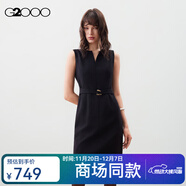 G2000【肌理感/多面彈性/商場(chǎng)新款】女裝FW25優(yōu)雅氣質(zhì)無(wú)袖連衣裙 多面彈-肌理感-黑色 XS （32）
