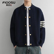 費洛仕新春季棒球服針織衫毛衣男士開(kāi)衫寬松拼色外套青年帥氣品質(zhì)上衣潮 DQ8230藏青色 3XL （190-210斤）