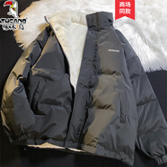 啄木鳥(niǎo)加絨棉服男士新款外套男秋冬季新款棉衣男晉江面包羽襖絨服男潮牌 黑色 XL (建議125-145斤)
