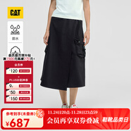 CAT卡特25年季女士新品不規則抽帶A型工裝防水休閑半身裙商場(chǎng)同款 黑色 S