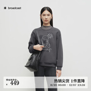 播商場(chǎng)同款灰色無(wú)帽衛衣女25早春新款寬松圓領(lǐng)上衣女BDS1VD1569 G10遠山 S