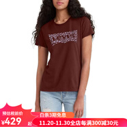 李維斯（Levi's）夏季短袖文藝復古風(fēng)女裝T恤圓領(lǐng)上衣奢侈品潮牌歐美女裝 Leopard BW Fill Fired  S