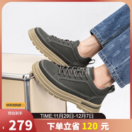 奧康（Aokang）中幫復古工裝鞋男舒適百搭運動(dòng)休閑鞋潮流深灰色42碼