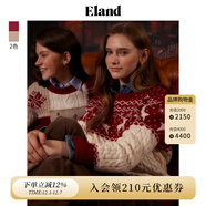 ELAND【新戰袍】衣戀紅色毛衣女小鹿圖案含綿羊毛柔軟保暖長(cháng)袖毛衫20 紅色(20)Red L 170