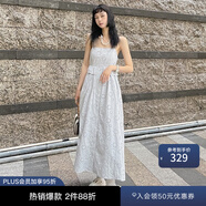 moussy【新復古回潮】復古浪漫鏤空蕾絲吊帶連衣裙女010GS230-2750 161淺灰色 S 00001