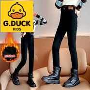 G.DUCKKIDSG.DUCKKIDS小腳褲2024新款秋冬裝兒童加絨鉛筆牛仔長(cháng)褲 加絨小黑褲 160