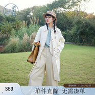 紫涵（ZIHAN）紫涵中長(cháng)款翻領(lǐng)A字版型風(fēng)衣女春季簡(jiǎn)約單排扣大衣外套 米金 L