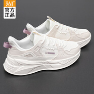 361°女鞋運動(dòng)鞋女秋冬季新款皮面跑步鞋休閑通勤老爹品牌鞋子女旅游鞋 羽毛白/丁香灰紫 6706-2 37 (官方正品)