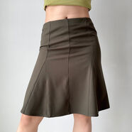 GoGirlGo自制歐美風(fēng)立體剪裁魚(yú)尾半身裙女中腰a字修身顯瘦短裙 咖綠色實(shí)際庫存 L L