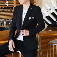 啄木鳥(niǎo)（TUCANO）西服外套男士休閑韓版單西春秋冬季加絨加厚修身單件上衣小西裝 713黑色 M 適合85-105斤