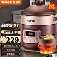 蘇泊爾（SUPOR） 電燉鍋家用 6L大容量多功能電燉盅煲湯鍋燉湯煮粥鍋紫陶內膽塔吉蓋智能定時(shí)預約養生鍋 DG60YC806 6L