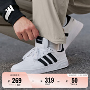adidas COURTBEAT休閑舒適低幫籃球風(fēng)板鞋男女阿迪達斯官方輕運動(dòng)   白色/黑色   43