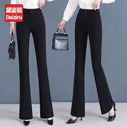 黛姿茹（daiziru）通勤微喇休閑褲女秋季2025新款秋裝高腰西裝褲女士百搭垂感喇叭褲 黑色/九分褲 L (28) 推薦105-115斤