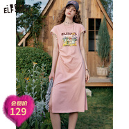 妖精的口袋【玩了再說(shuō)】學(xué)院風(fēng)Polo領(lǐng)連衣裙女2025夏季新款波嬉風(fēng)印花t恤裙 俏皮粉色 L