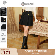 固執（OBSTINATE）【特價(jià)】秋冬新款復古學(xué)院風(fēng)休閑百褶短裙半身a字裙00034BQ08505 黑色 L