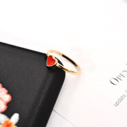 MHFDO韓版桃心形愛(ài)心個(gè)性戒指女簡(jiǎn)約裝飾戒子食指環(huán)日韓時(shí)尚鈦鋼配飾品 黃金色8號