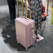 新秀麗充電擴展行李箱hinomoto靜音萬(wàn)向輪輕便pc旅行箱女學(xué)生拉桿箱登機 櫻花粉(正?？畛潆娍?掛鉤) 灰色內飾 20寸 hinomoto輪子金屬防爆拉鏈