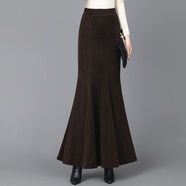 長(cháng)款高檔魚(yú)尾裙2024秋冬新款雪尼爾顯瘦高腰包臀裙氣質(zhì)淑女一步裙 咖啡色 秋冬款 S  80-96斤
