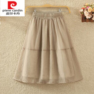 皮爾卡丹（pierre cardin）針織2025歐根紗半身裙女夏季新款高腰薄款中裙小個(gè)子a字裙子紗裙 短款 卡其色 M 1 均碼(腰圍60-96c)
