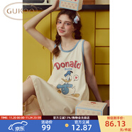 果殼（Gukoo）睡裙女士夏季睡衣女無(wú)袖防走光無(wú)袖純棉可外穿運動(dòng)風(fēng)連衣裙B 唐老鴨背心裙 S