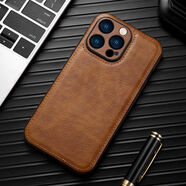 恒進(jìn)新款15pro高端真皮革16pro保護套適用蘋(píng)果iphone14promax手機殼皮質(zhì)iphone13pro全包鏡頭12感11精 棕色贈鋼化膜 iPhoneX