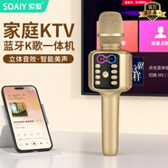 索愛(ài)（soaiy）MC70話(huà)筒音響一體麥克風(fēng)無(wú)線(xiàn)藍牙兒童家庭ktv錄音主播自帶聲卡全民唱k歌神器【香檳金】