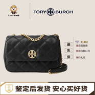 湯麗柏琦（Tory Burch）TB-Willa 菱格紋鏈條 皮革 方胖子郵差包手提單肩包 小號女款新款 148243-001黑色